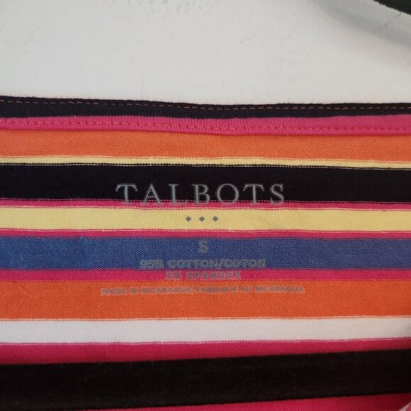 NWT Talbots Striped Blouse Top Stretch Orange Pink Classic Women's S - Picture 4 of 6